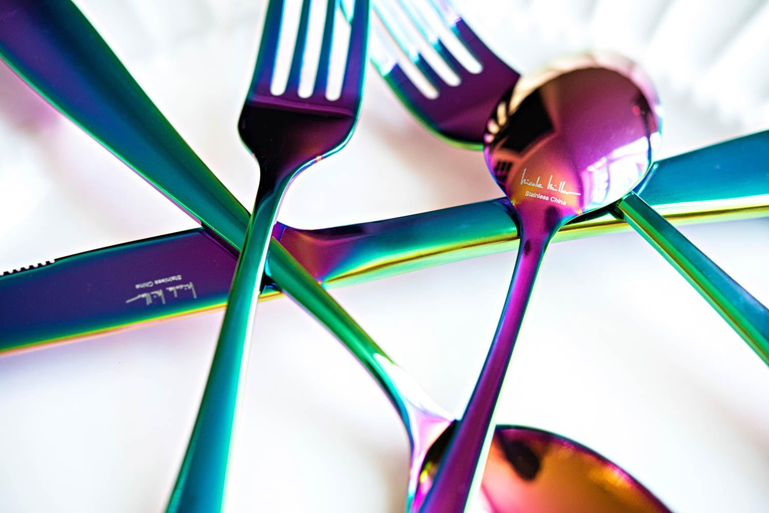 Nicole Miller 20-Piece Rainbow Flatware Set - Modern Stainles Steel Kitchen Utensils For A Stylish Dining, Service for 4 - Image 9