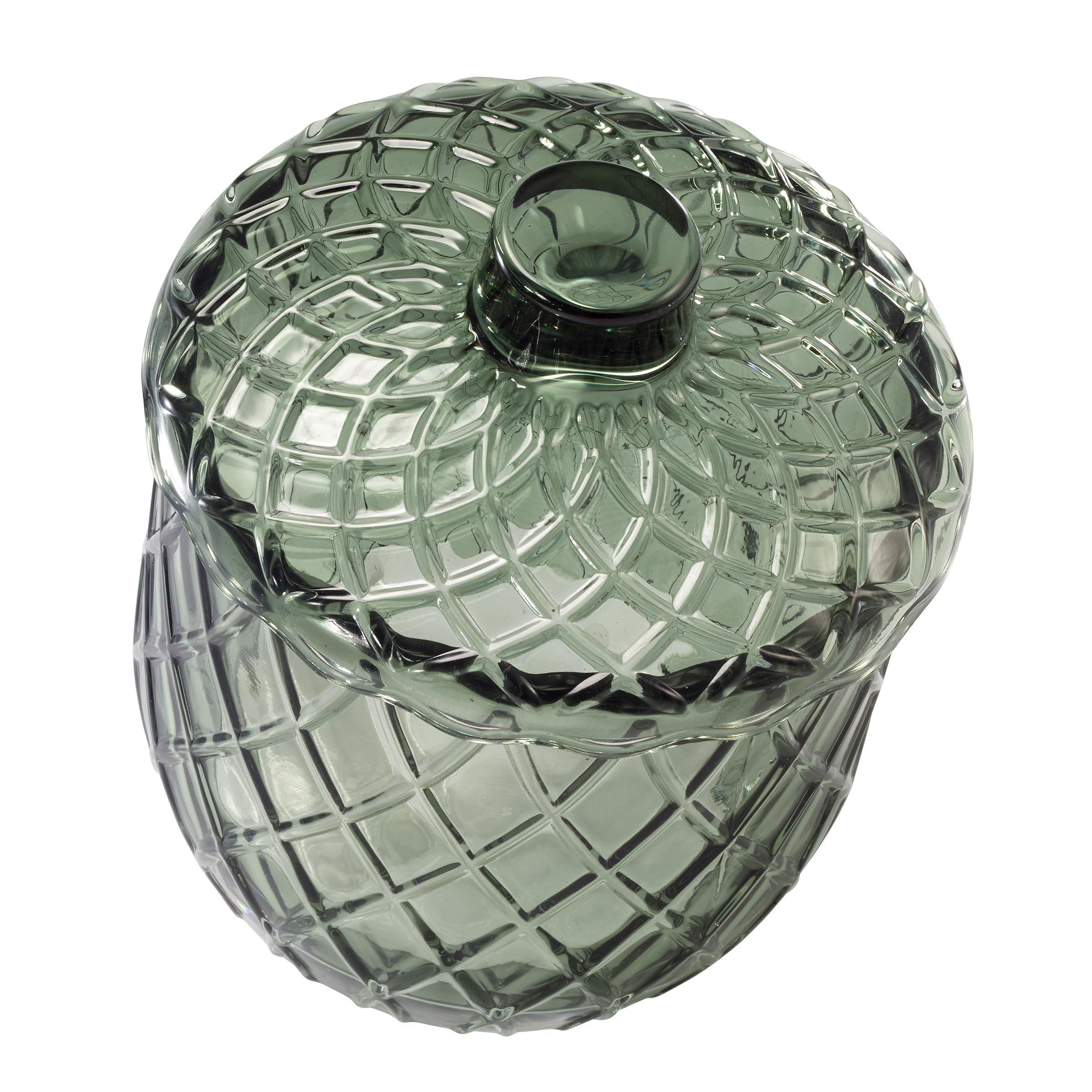 Nicole Miller – Covered Jar, Embossed Glass with Scalloped Edge & Lift-Off Lid, Decorative Storage for Bathroom, Kitchen, Bedroom or Office (Bijou Green) - Image 3