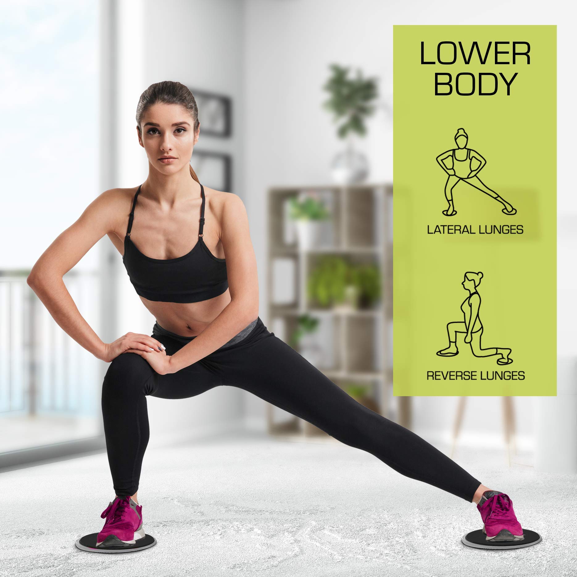 Nicole Miller Exercise Sliders for Fitness Workout [2PK], Double Sided Gilder Strength Slides Discs Work Smoothly on Any Surface for Stretch Strength Core Exercise - Image 3