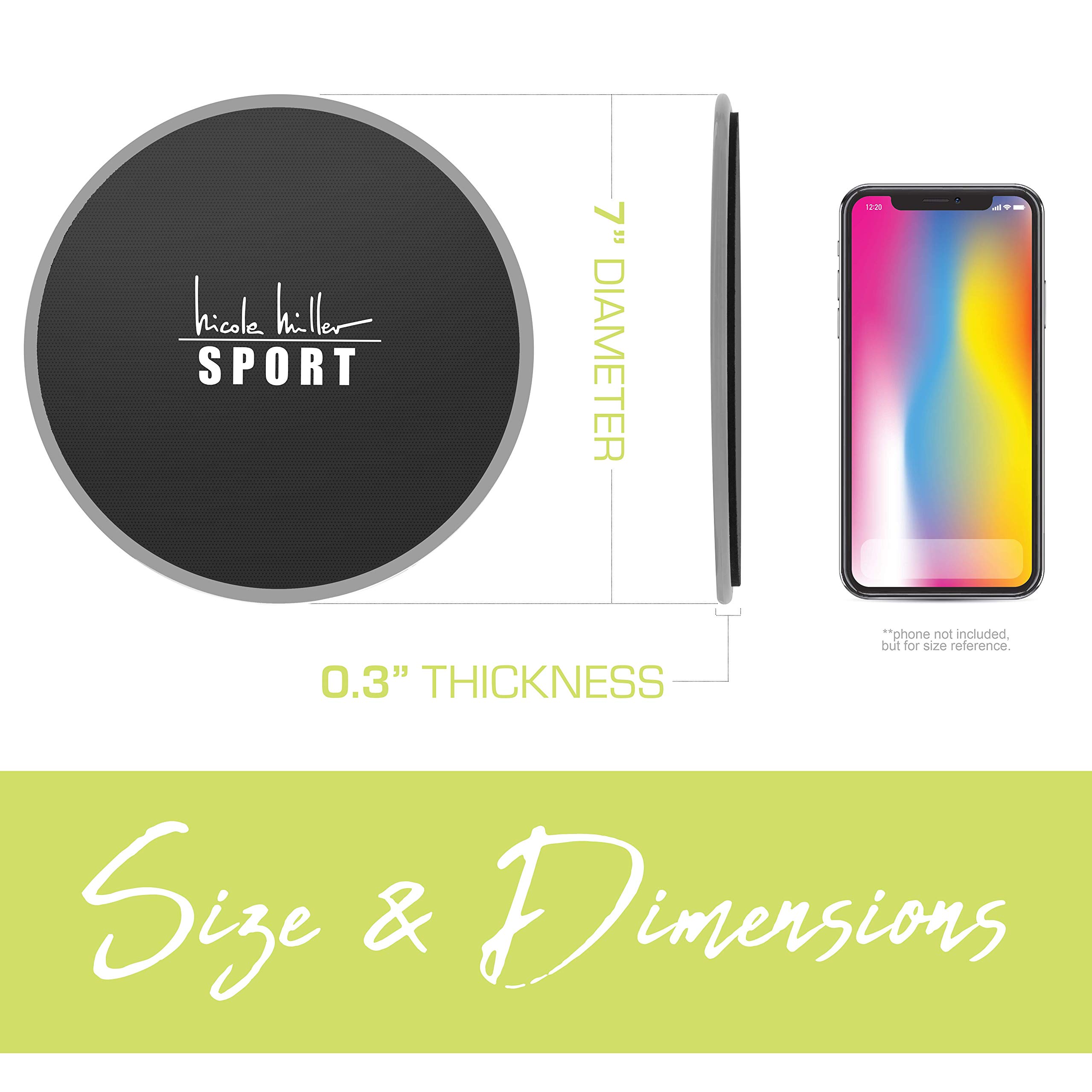 Nicole Miller Exercise Sliders for Fitness Workout [2PK], Double Sided Gilder Strength Slides Discs Work Smoothly on Any Surface for Stretch Strength Core Exercise - Image 5