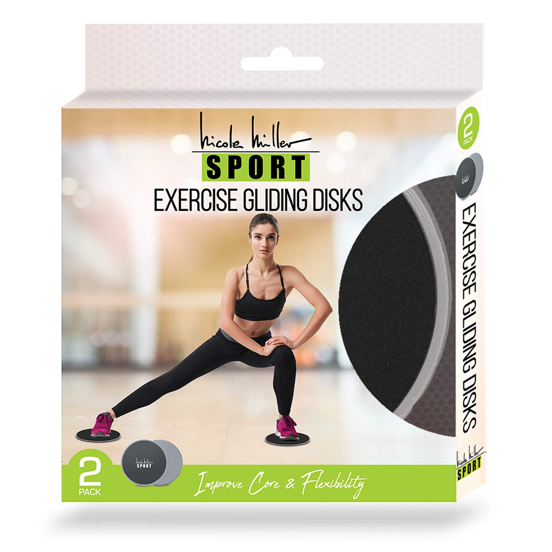 Nicole Miller Exercise Sliders for Fitness Workout [2PK], Double Sided Gilder Strength Slides Discs Work Smoothly on Any Surface for Stretch Strength Core Exercise - Image 7