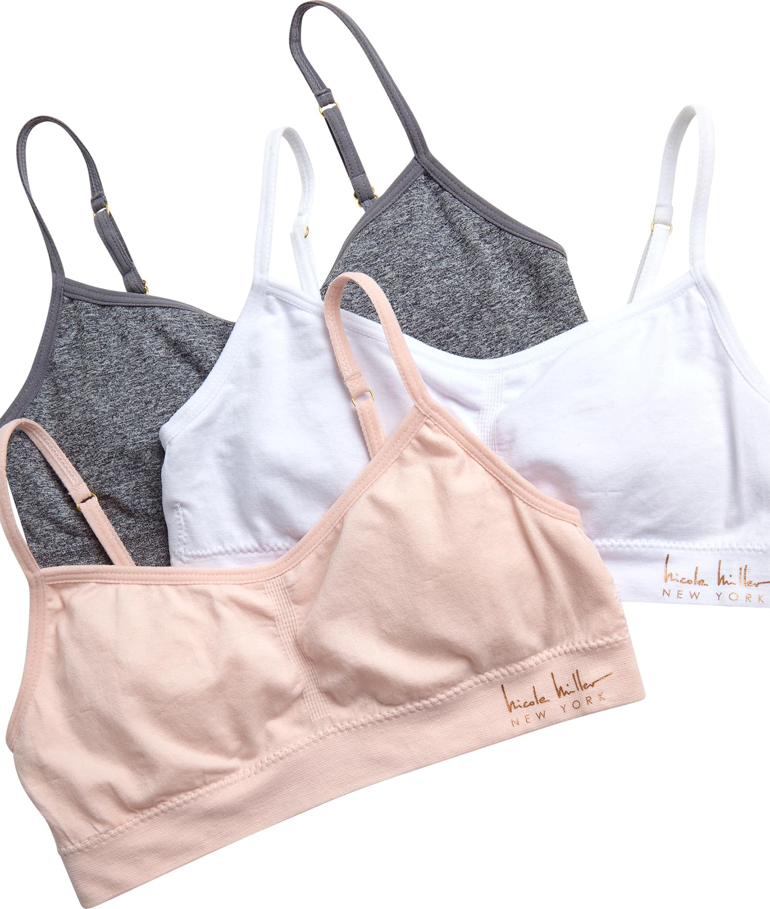 Nicole Miller Girls Training Bra - 3 Pack/6 Pack Seamless Padded Bralette Underwear for Girls with Removable Pads (S-XL) - Image 3