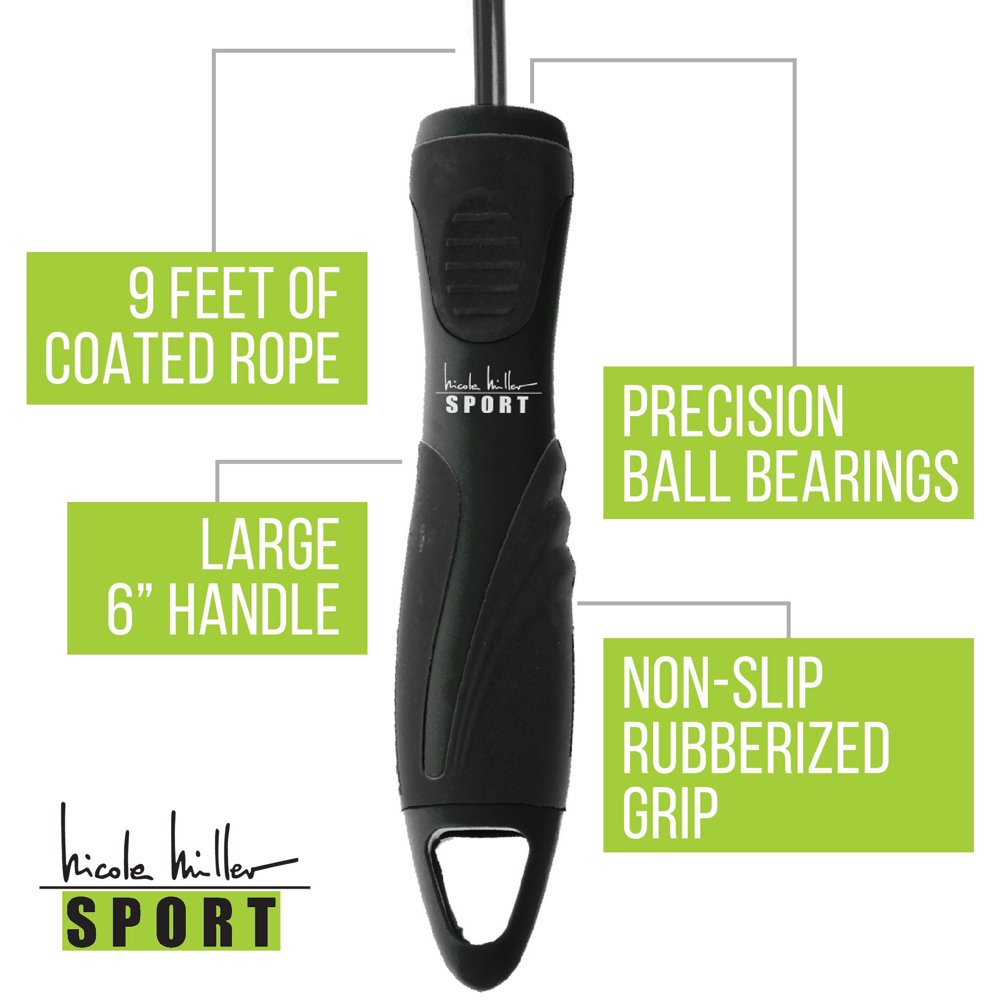 Nicole Miller Jump Rope, Speed 9 feet Jumping Ropes Workout for Kids, Women, Men with Rubberized Non-Slip Handles - Image 3