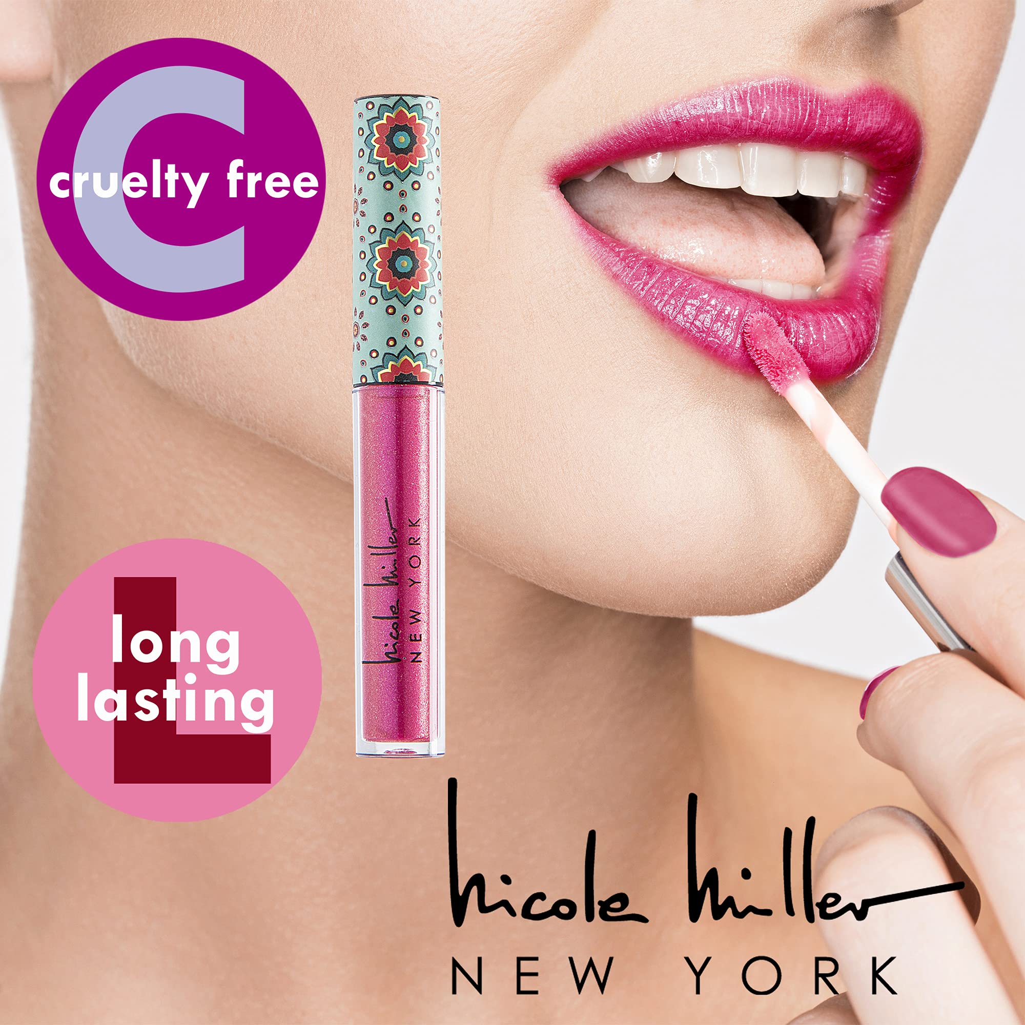 Nicole Miller Lip Gloss Collection Shimmery Glosses for Women and Girls Long Lasting Color Set with Rich Varied Colors, Pink Glossy, 10 Count (Pack of 1) - Image 3