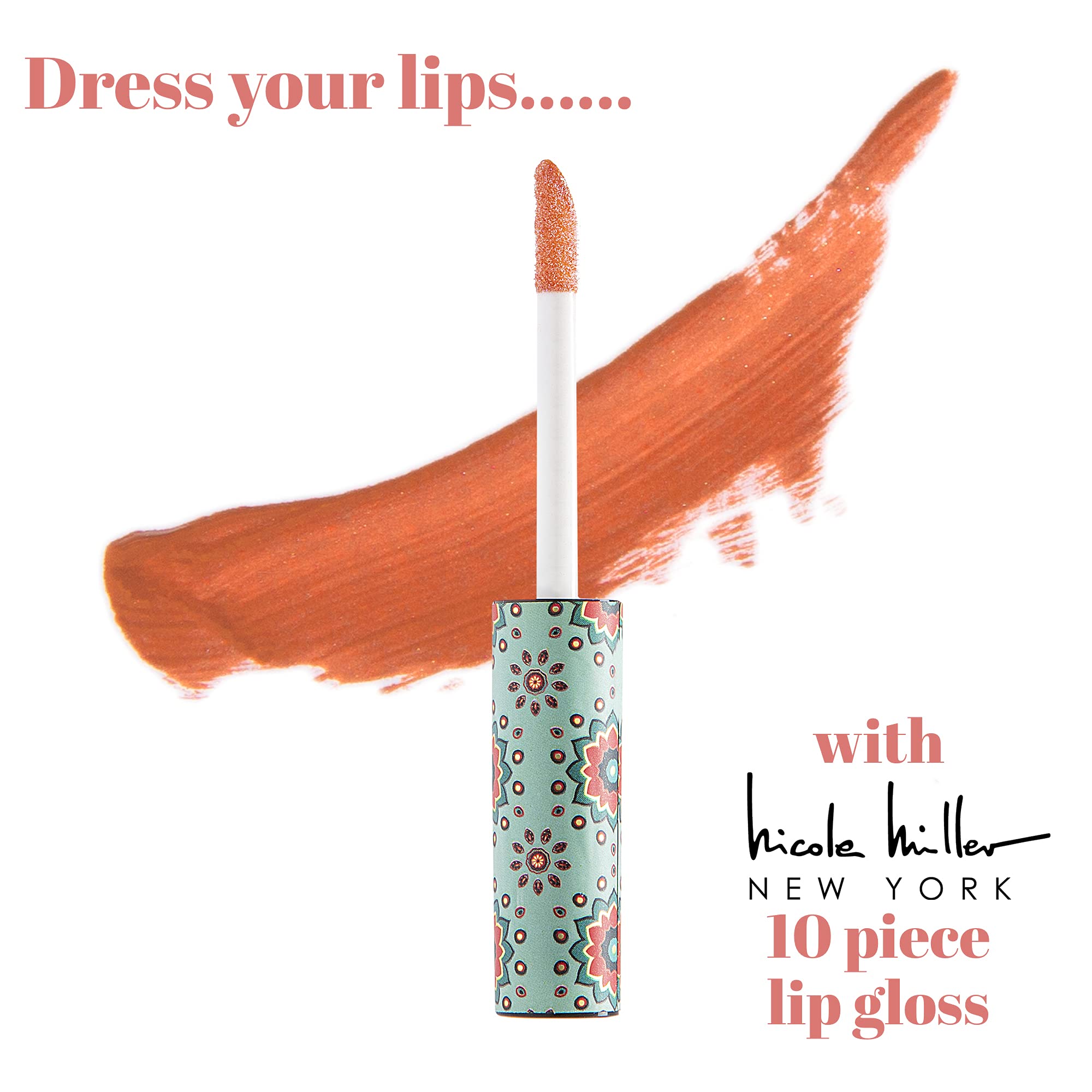 Nicole Miller Lip Gloss Collection Shimmery Glosses for Women and Girls Long Lasting Color Set with Rich Varied Colors, Pink Glossy, 10 Count (Pack of 1) - Image 5