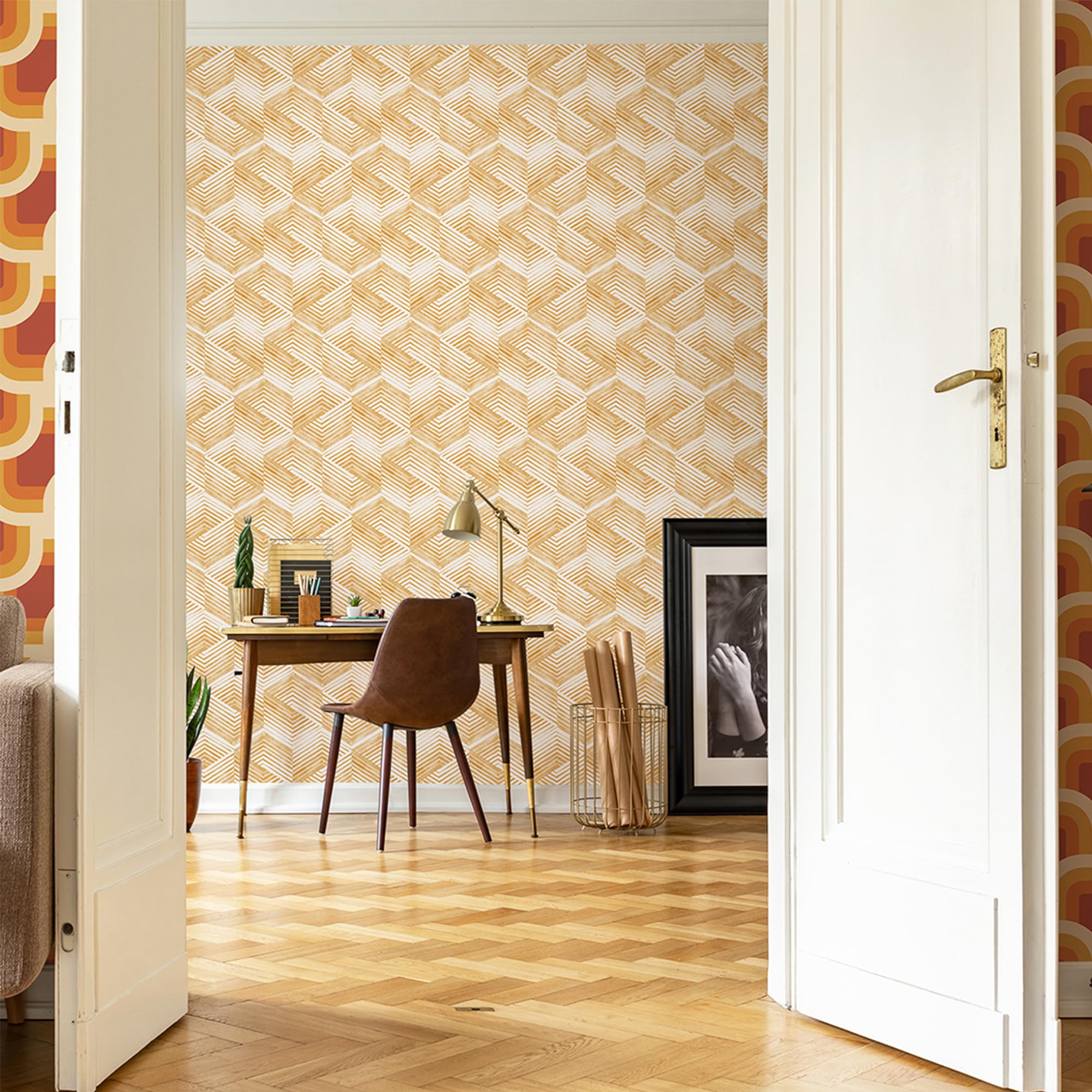 Nicole Miller New York Geo Movement Turmeric Peel & Stick Wallpaper - Image 3
