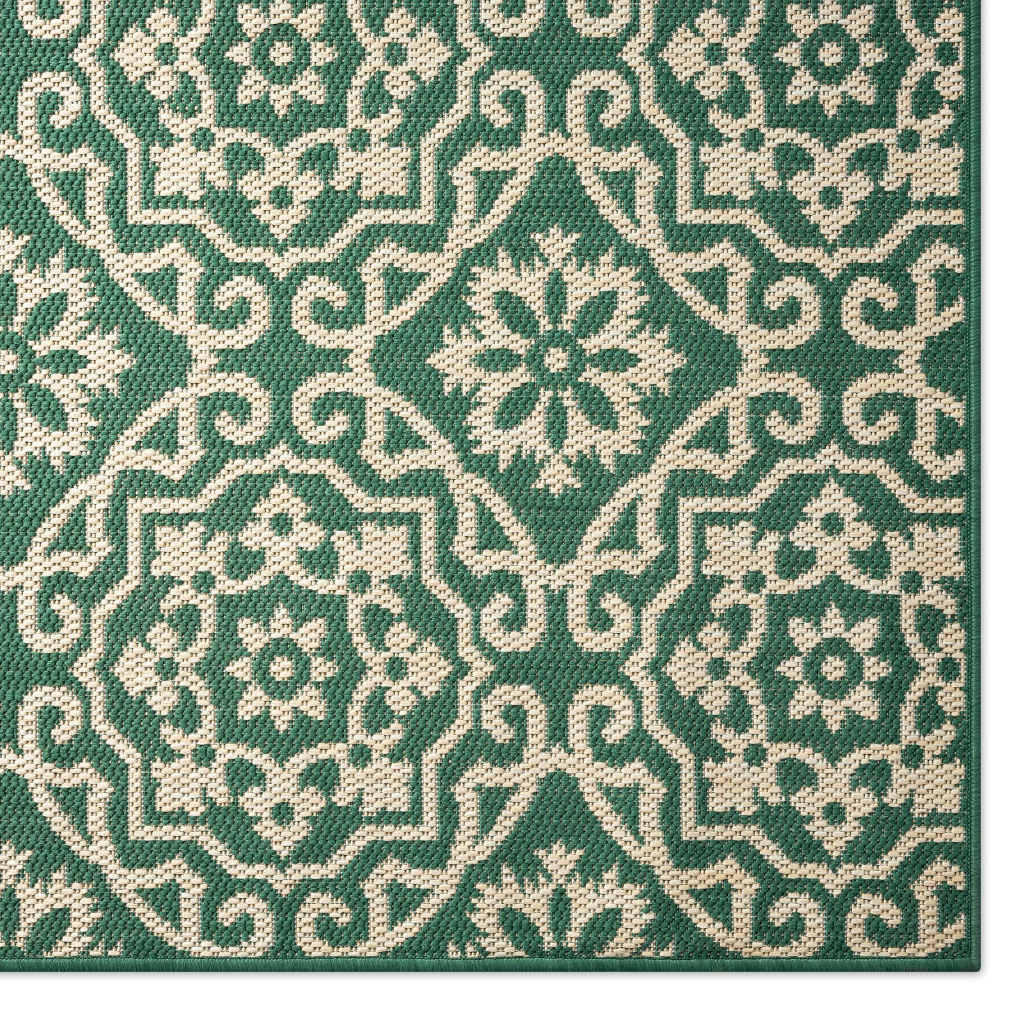 Nicole Miller New York Patio Country Julia Transitional Geometric Indoor/Outdoor Area Rug, Green/Beige, 5'2"x7'2" - Image 9
