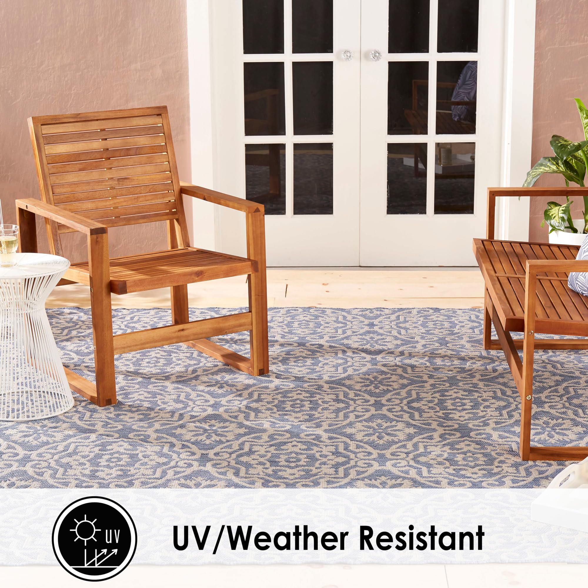 Nicole Miller New York Patio Country Julia Transitional Geometric Indoor/Outdoor Area Rug, Blue/Grey, 3'11"x5'2" - Image 4