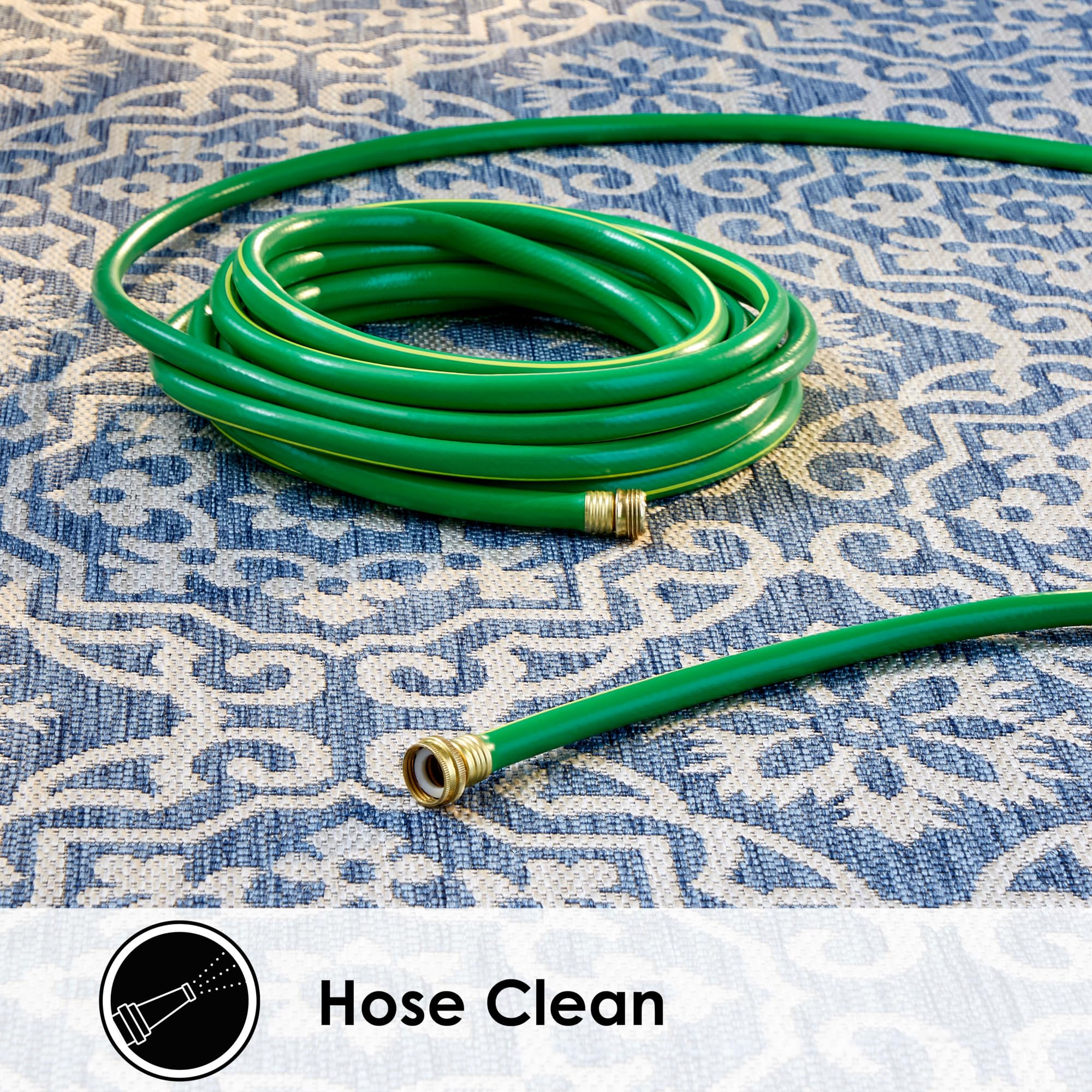 Nicole Miller New York Patio Country Julia Transitional Geometric Indoor/Outdoor Area Rug, Blue/Grey, 3'11"x5'2" - Image 6