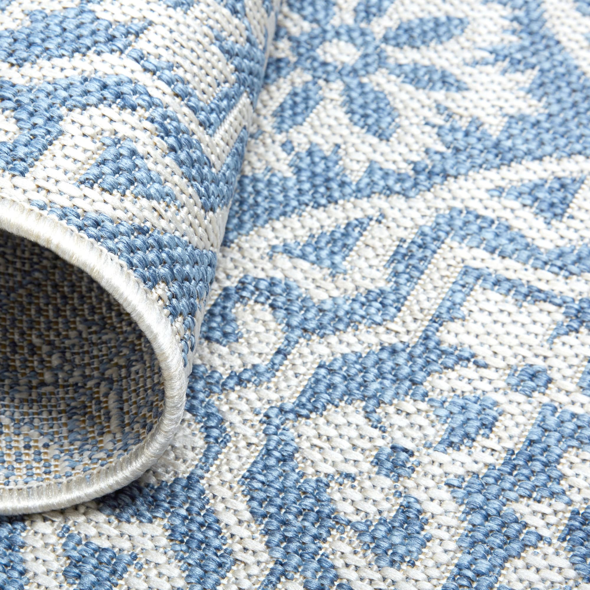 Nicole Miller New York Patio Country Julia Transitional Geometric Indoor/Outdoor Area Rug, Blue/Grey, 3'11"x5'2" - Image 8