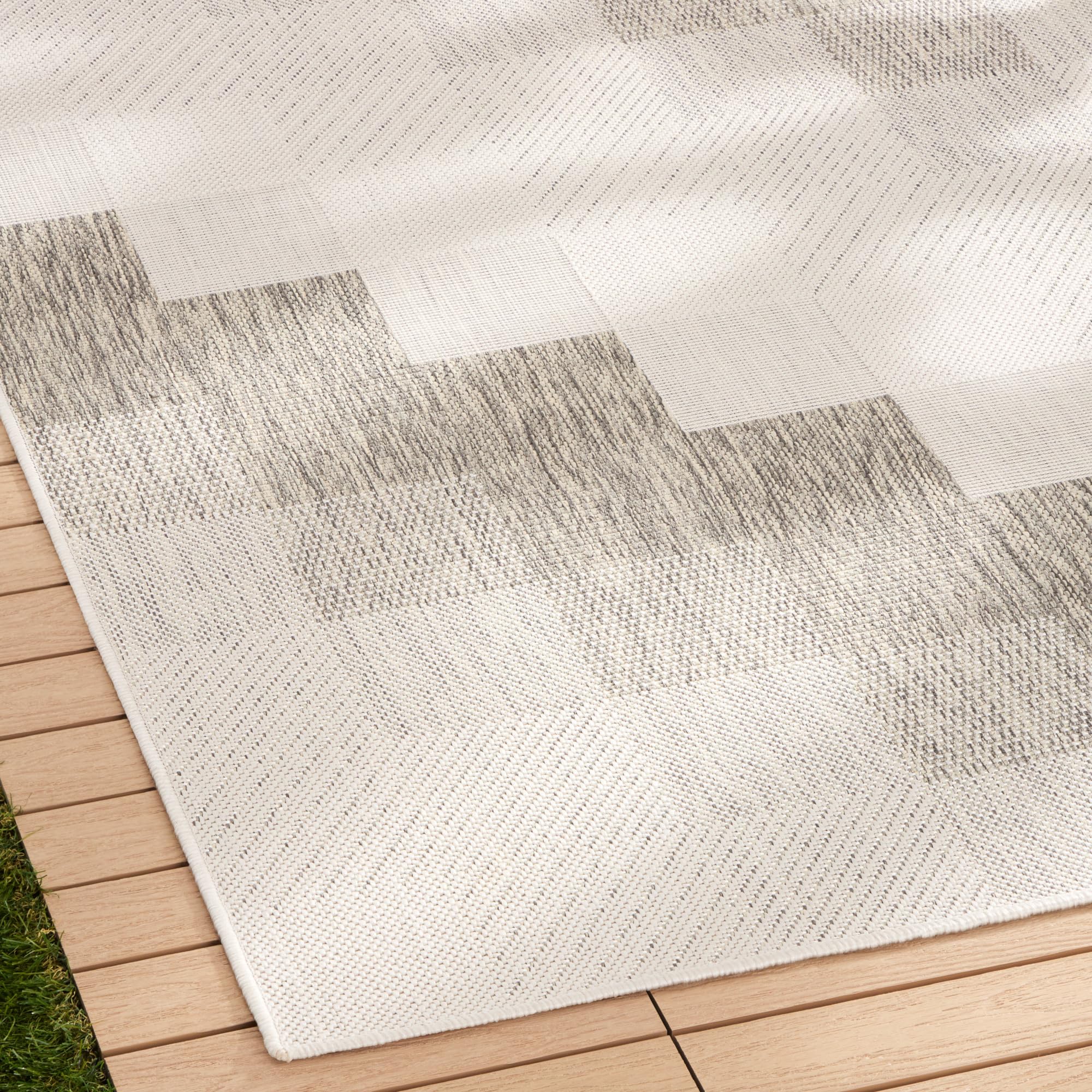Nicole Miller New York Patio Country Ombre Chevron Indoor Outdoor Area Rug, UV Fade Resistant, Low Pile, Grey/Cream, 3'11"x5'2" - Image 3
