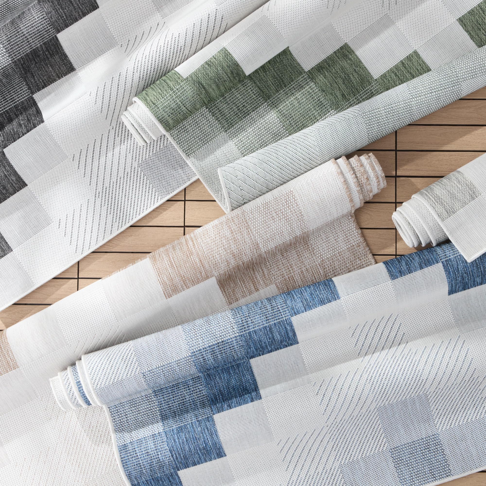 Nicole Miller New York Patio Country Ombre Chevron Indoor Outdoor Area Rug, UV Fade Resistant, Low Pile, Grey/Cream, 3'11"x5'2" - Image 5