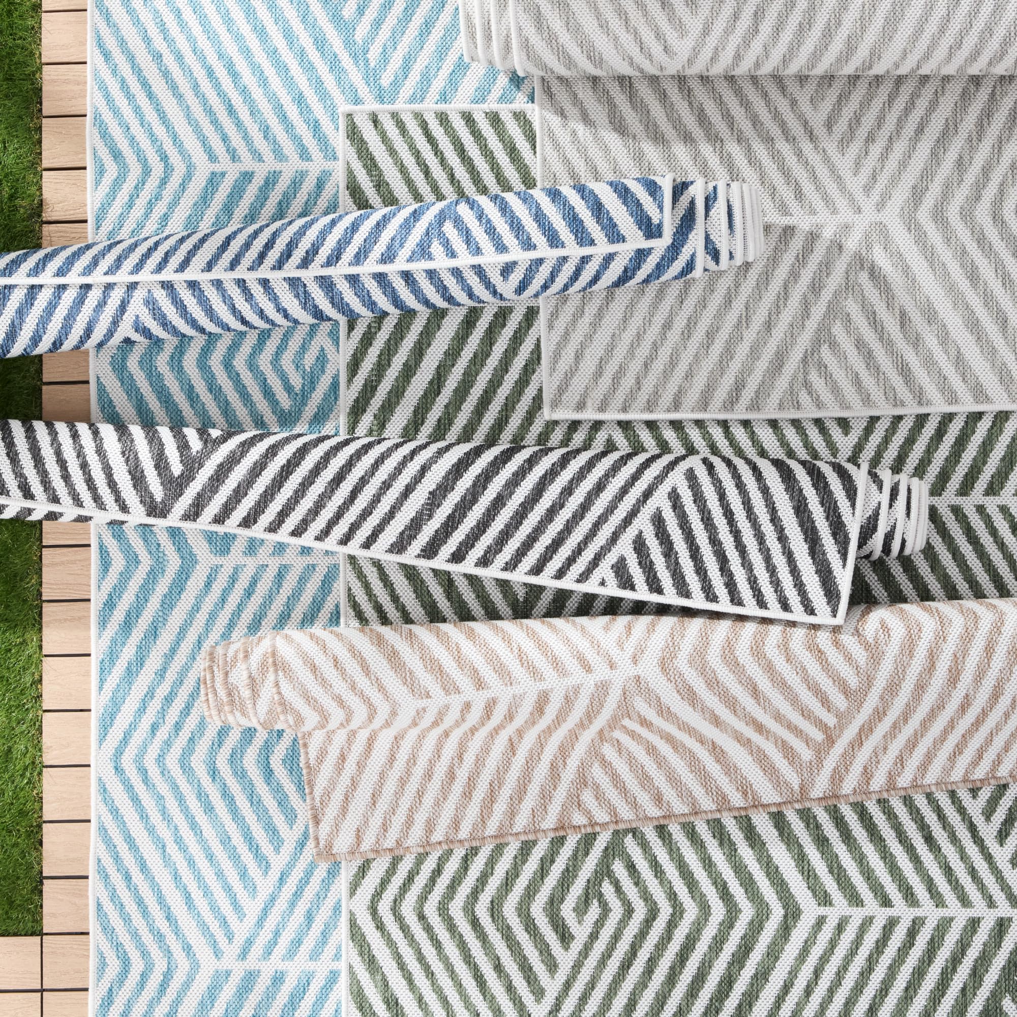 Nicole Miller New York Patio Country Ombre Geo Indoor Outdoor Area Rug, UV Fade Resistant, Low Pile, Beige/Cream, 9'2"x12'5" - Image 5