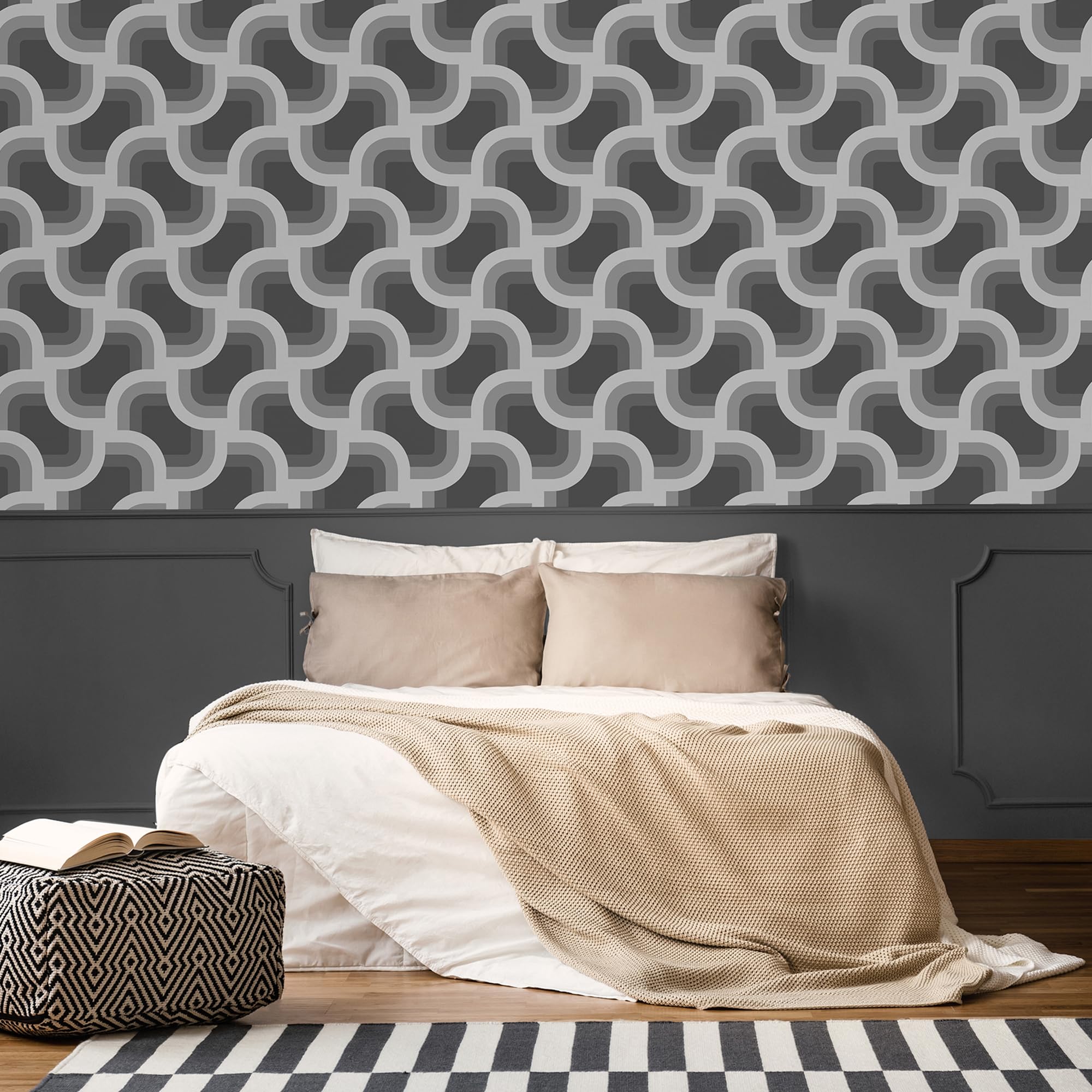 Nicole Miller New York Retro Geo Black Peel & Stick Wallpaper - Image 3
