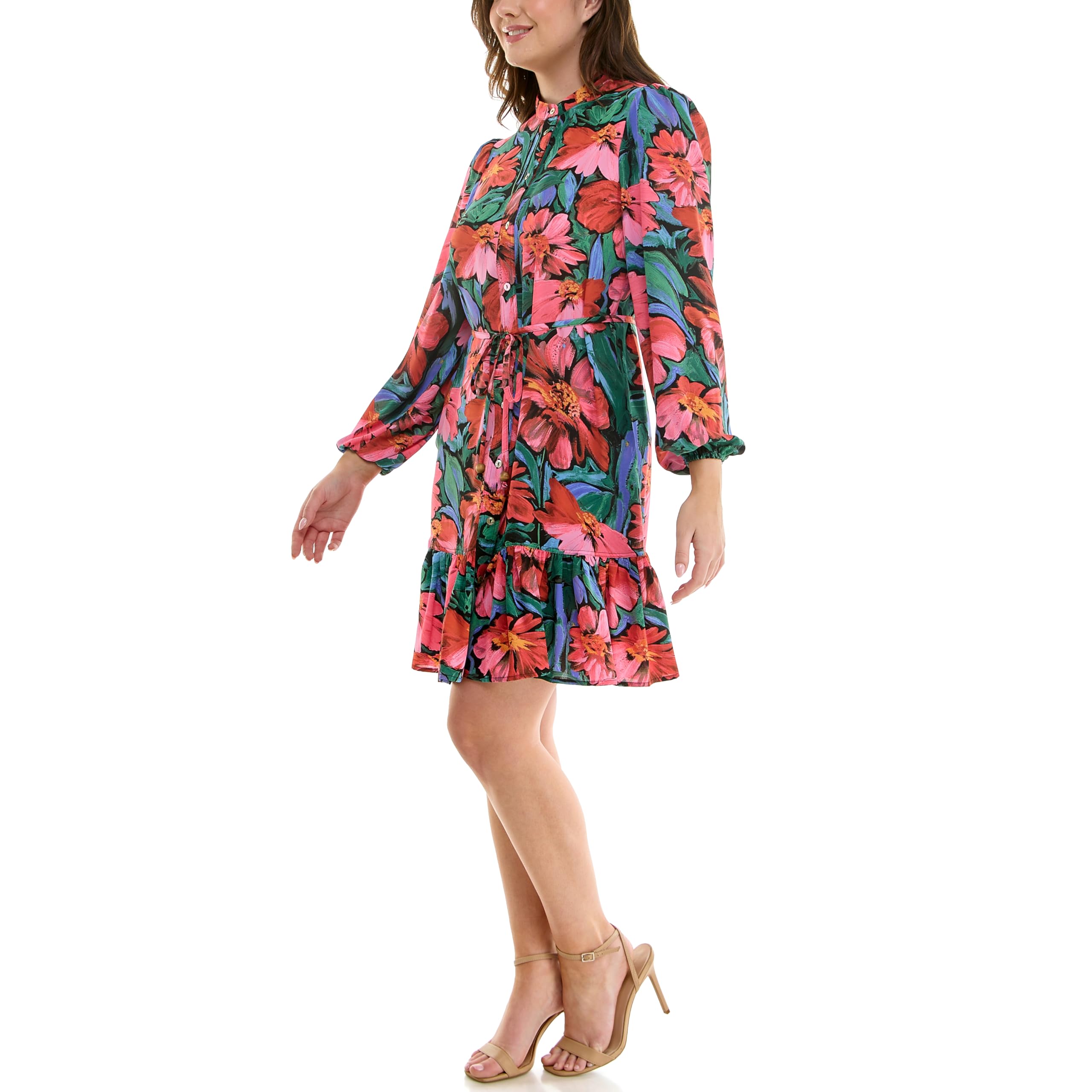 Nicole Miller New York Women's Collarless Printed Shirdress - Image 3