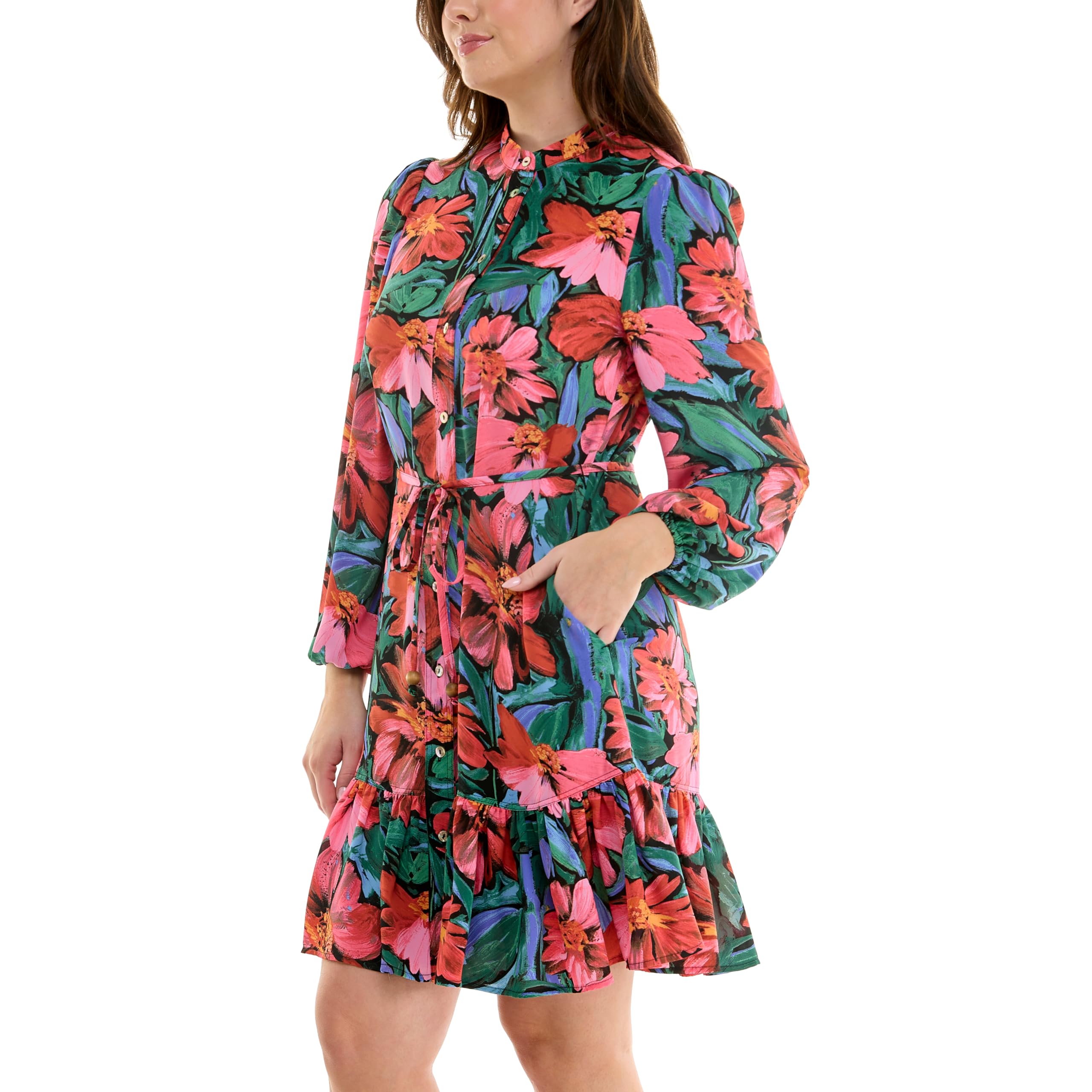 Nicole Miller New York Women's Collarless Printed Shirdress - Image 5