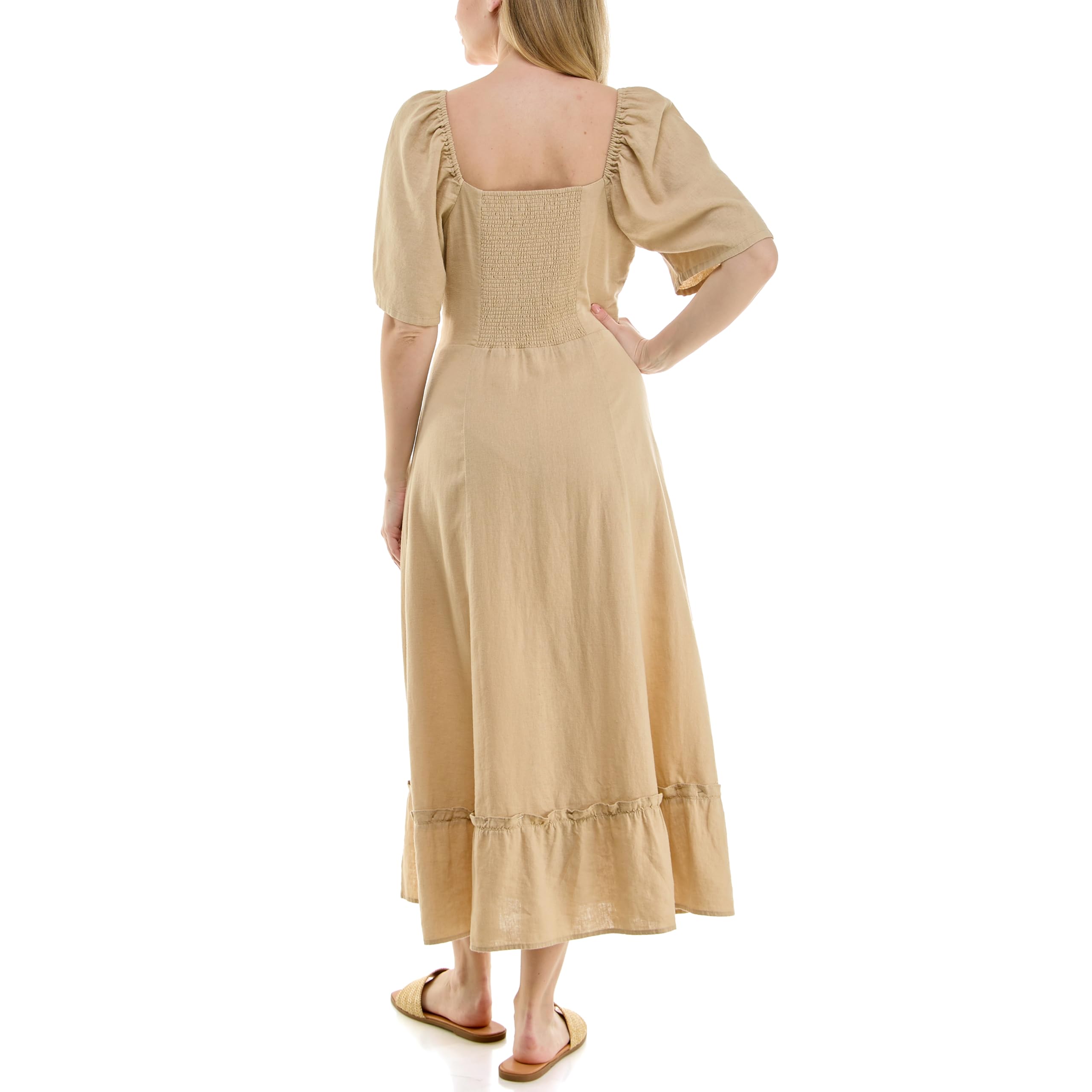 Nicole Miller New York Women's Square Neck Elbow Sleeve Midi Dress with Slit - Image 5