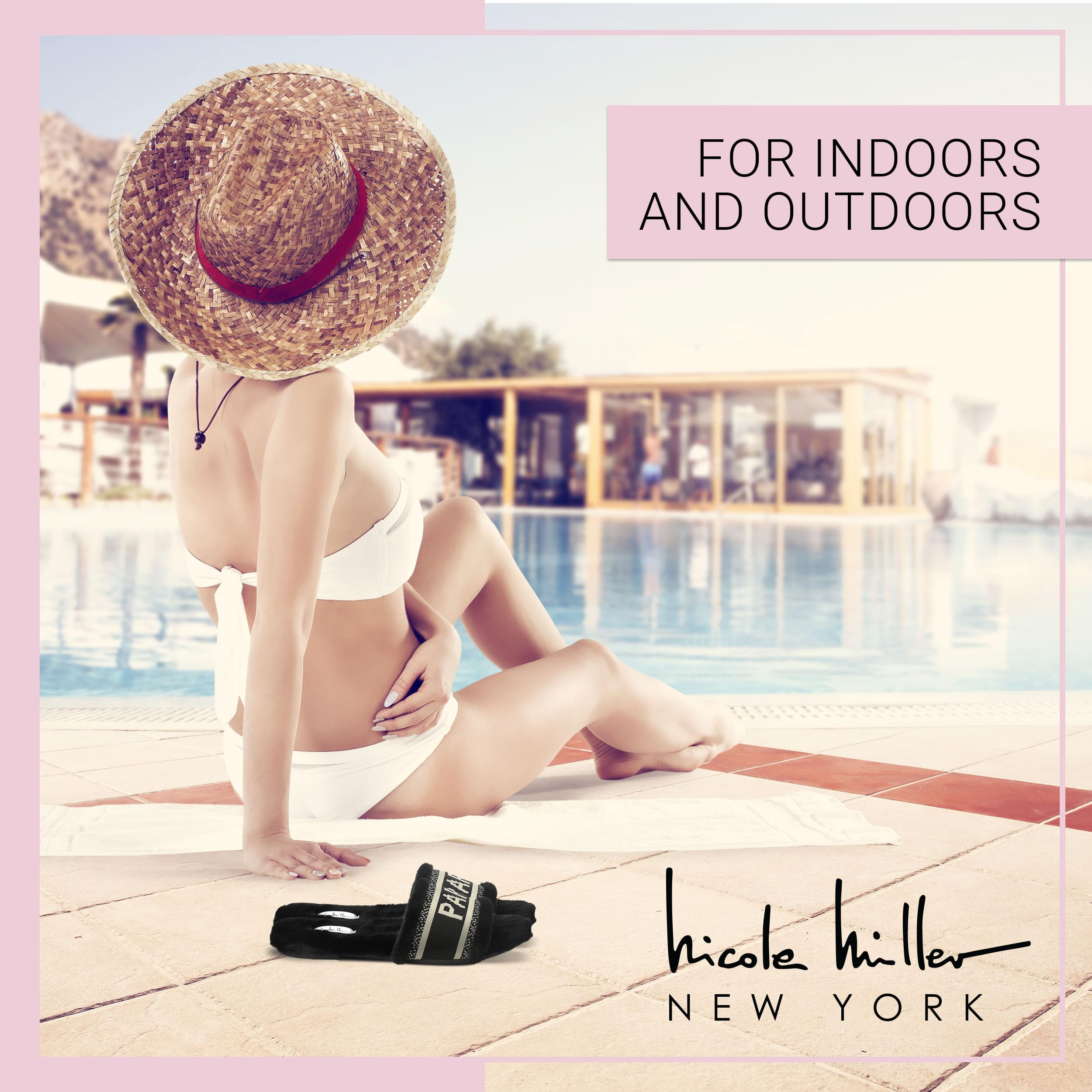 Nicole Miller Paris Flat Slide Slippers for Women, Chic Faux Fur Lined Sandals - Fashionable Women's Slippers Perfect for Indoor & Outdoor Use - Stylish Gifts for Women - Image 4