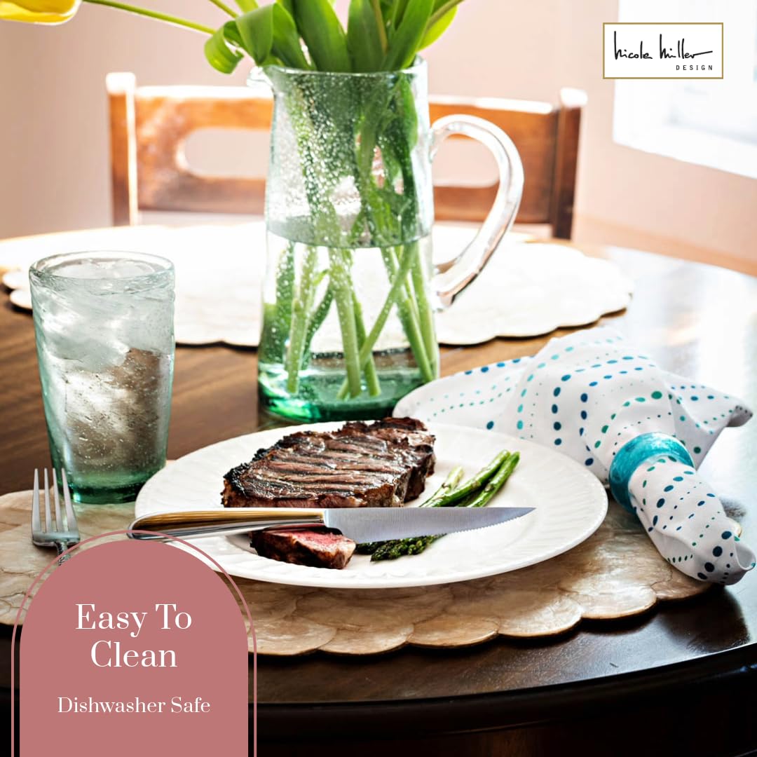 Nicole Miller Steak Knife Set - 8-Piece Stainless Steel Steak Knife Set with Mahogany Storage Case - Image 6