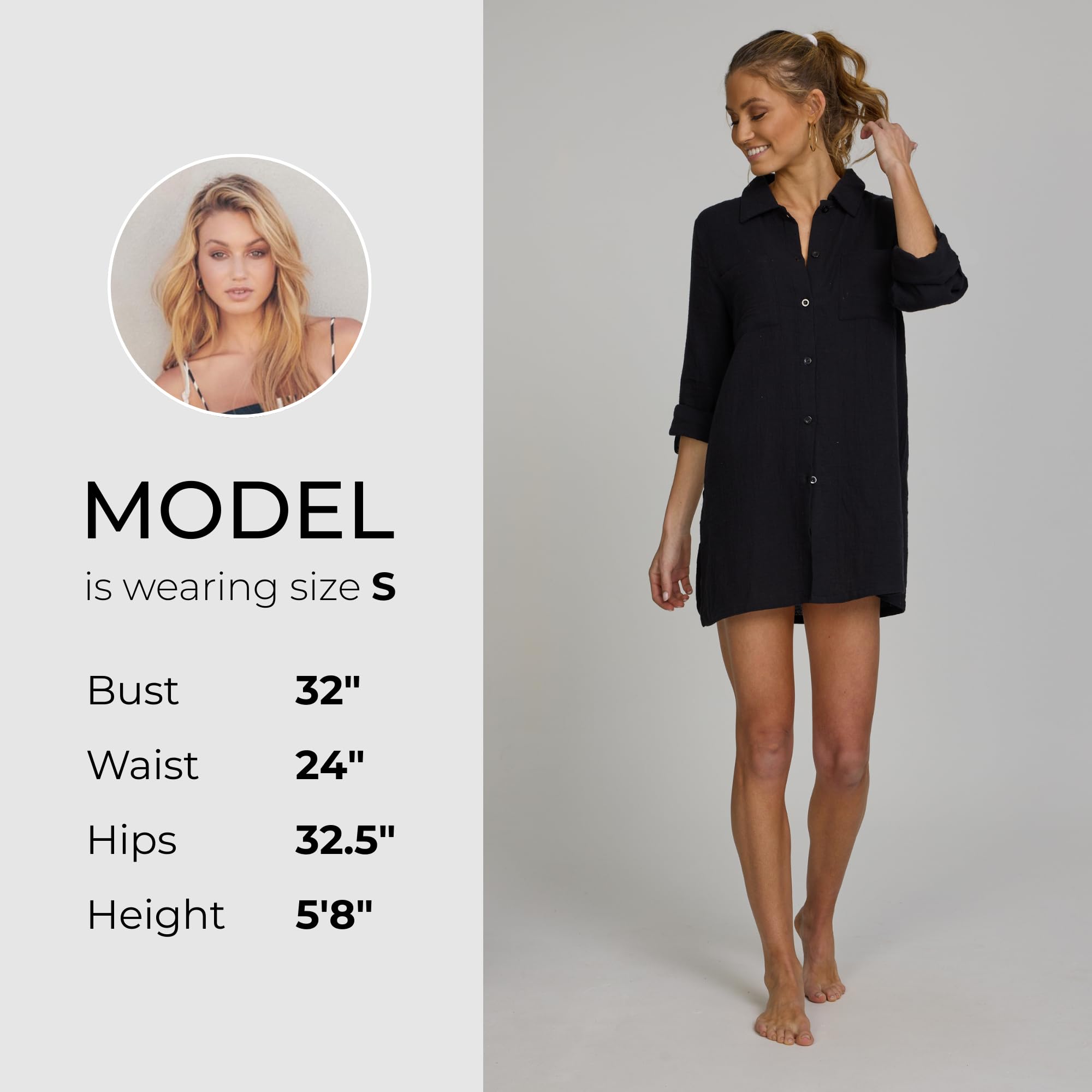 Nicole Miller Swimsuit Coverup for Women - Lightweight Long Sleeve Button Down Shirt Dress Beach Cover Up Top Beachwear - Image 6