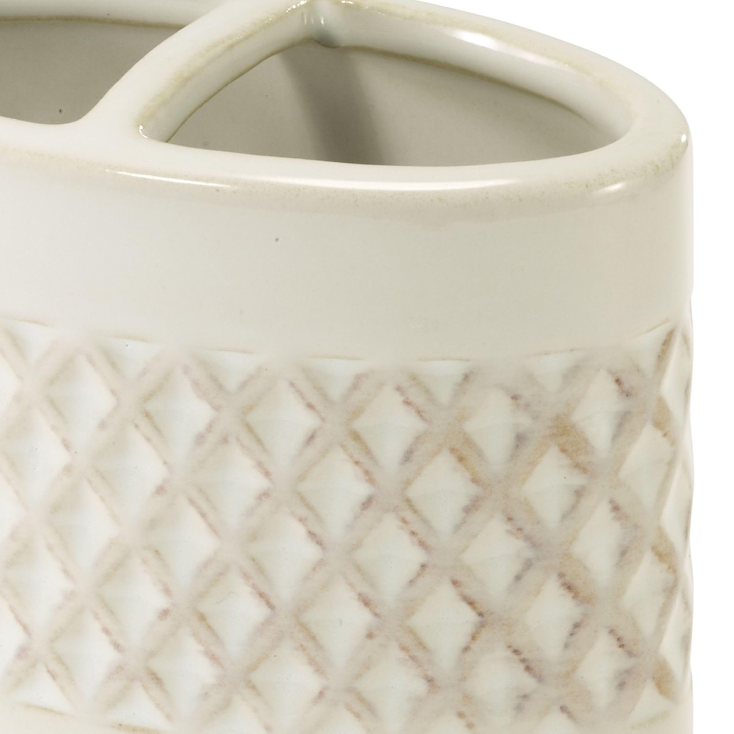 Nicole Miller – Toothbrush Holder, Glossy Embossed Trellis Ceramic with Reactive Glaze Detail, Classic Home Decor – Perfect for Organizing Bathroom Essentials (Lyra) - Image 5