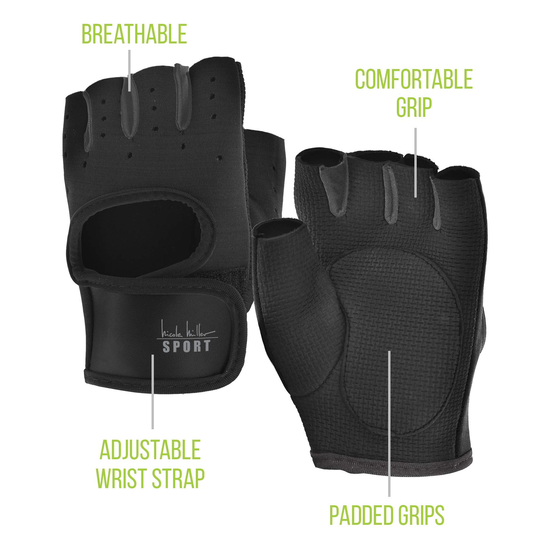 Nicole Miller Weight Lifting Workout Gloves, Wrist Wrap Fitness Exercise Gym Gloves for Men and Women - Image 4