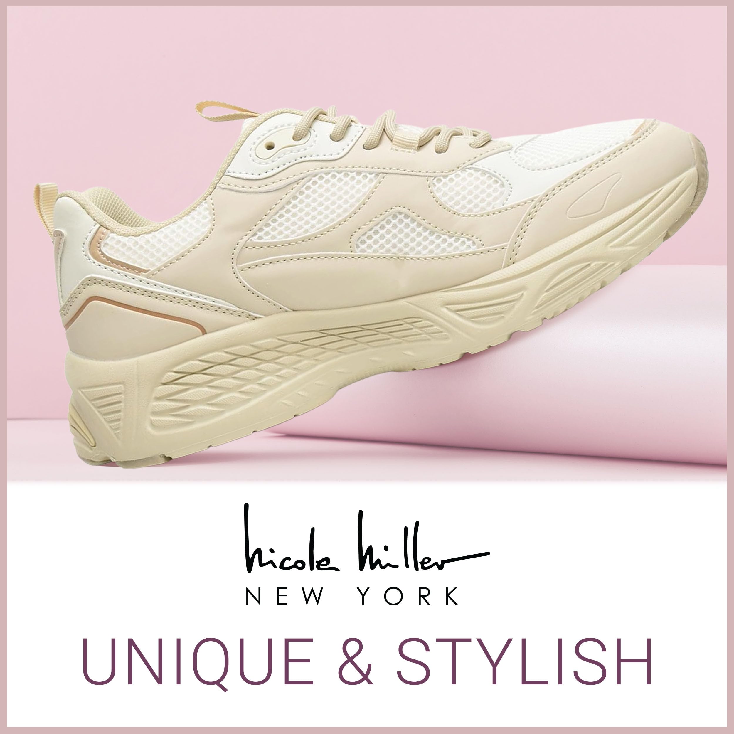 Nicole Miller Women's Sneaker Hawk Comfort Sneakers - Stylish, Supportive, and Versatile Athletic Shoes for Everyday Comfort, Casual Outfits, and Trendy Fashion Women's Lace-Up Comfortable Sneakers - Image 3