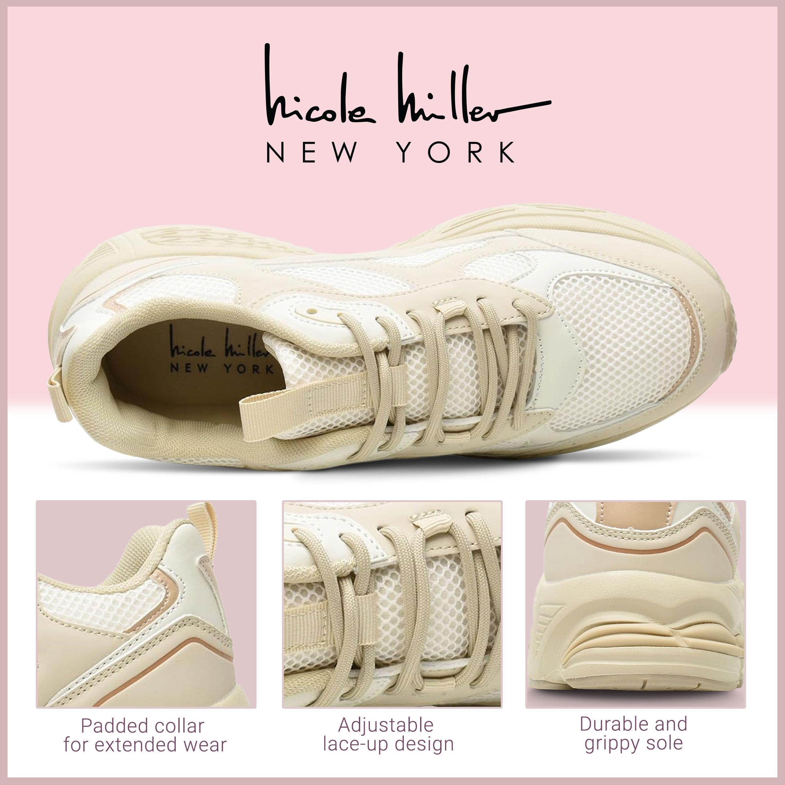 Nicole Miller Women's Sneaker Hawk Comfort Sneakers - Stylish, Supportive, and Versatile Athletic Shoes for Everyday Comfort, Casual Outfits, and Trendy Fashion Women's Lace-Up Comfortable Sneakers - Image 5