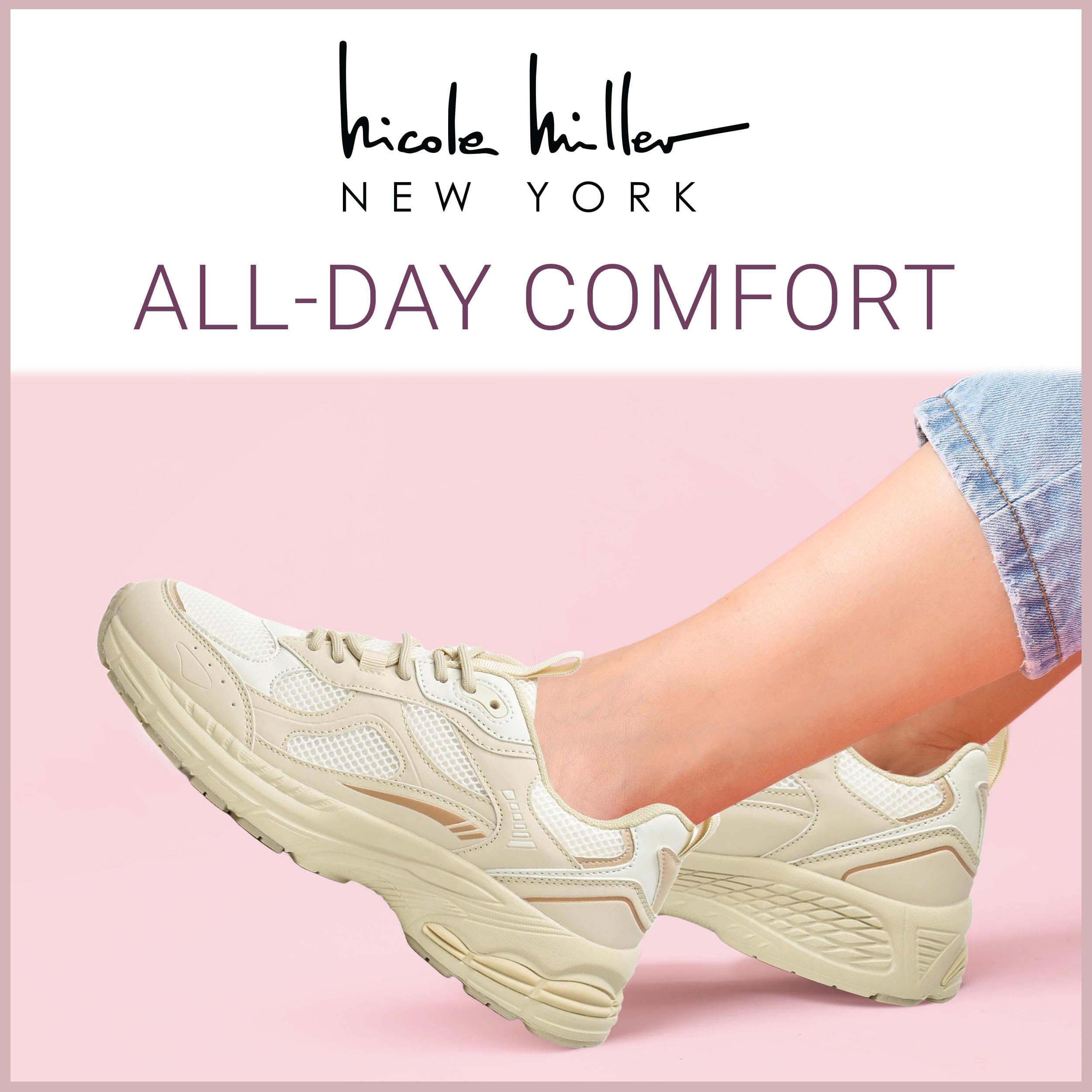 Nicole Miller Women's Sneaker Hawk Comfort Sneakers - Stylish, Supportive, and Versatile Athletic Shoes for Everyday Comfort, Casual Outfits, and Trendy Fashion Women's Lace-Up Comfortable Sneakers - Image 6