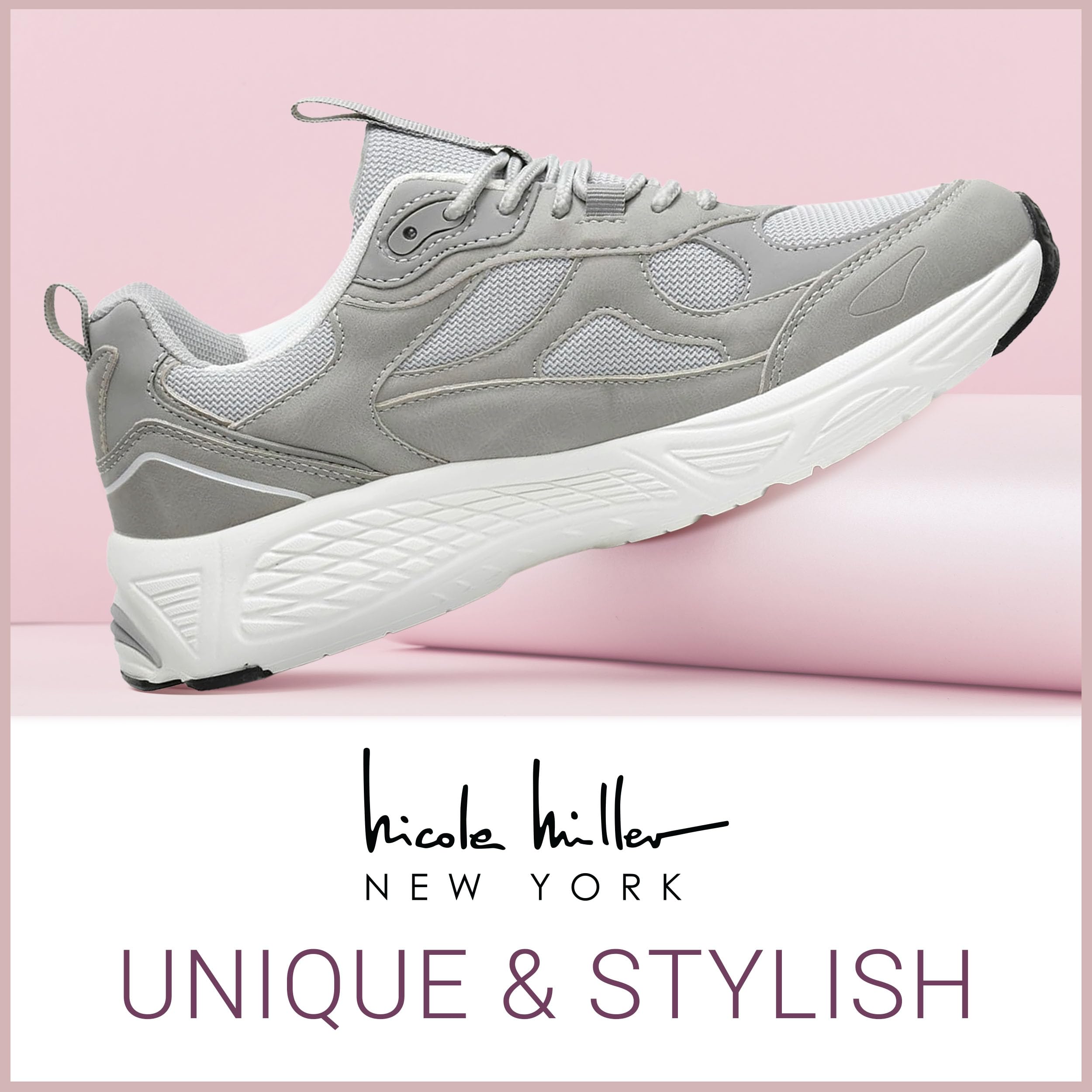 Nicole Miller Women's Sneaker Hawk Comfort Sneakers - Stylish, Supportive, and Versatile Athletic Shoes for Everyday Comfort, Casual Outfits, and Trendy Fashion Women's Lace-Up Comfortable Sneakers - Image 3