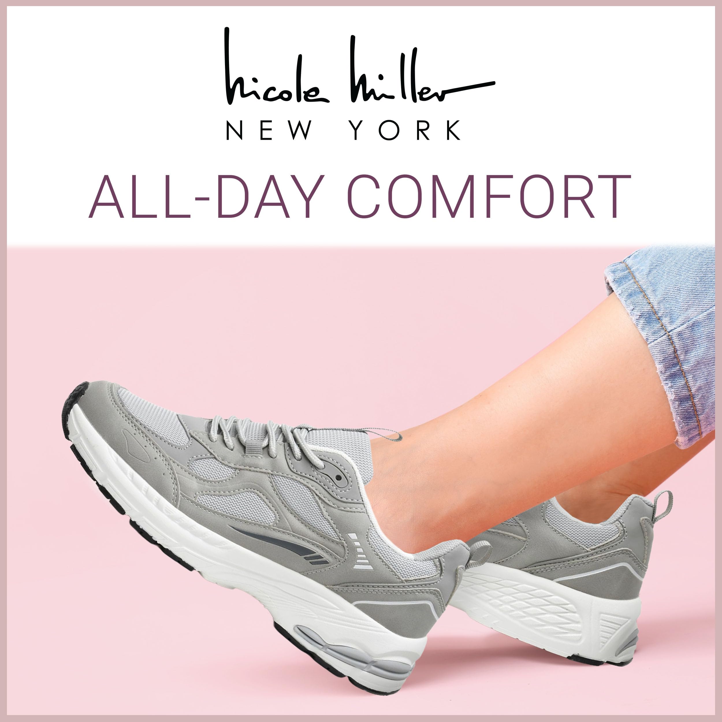 Nicole Miller Women's Sneaker Hawk Comfort Sneakers - Stylish, Supportive, and Versatile Athletic Shoes for Everyday Comfort, Casual Outfits, and Trendy Fashion Women's Lace-Up Comfortable Sneakers - Image 6